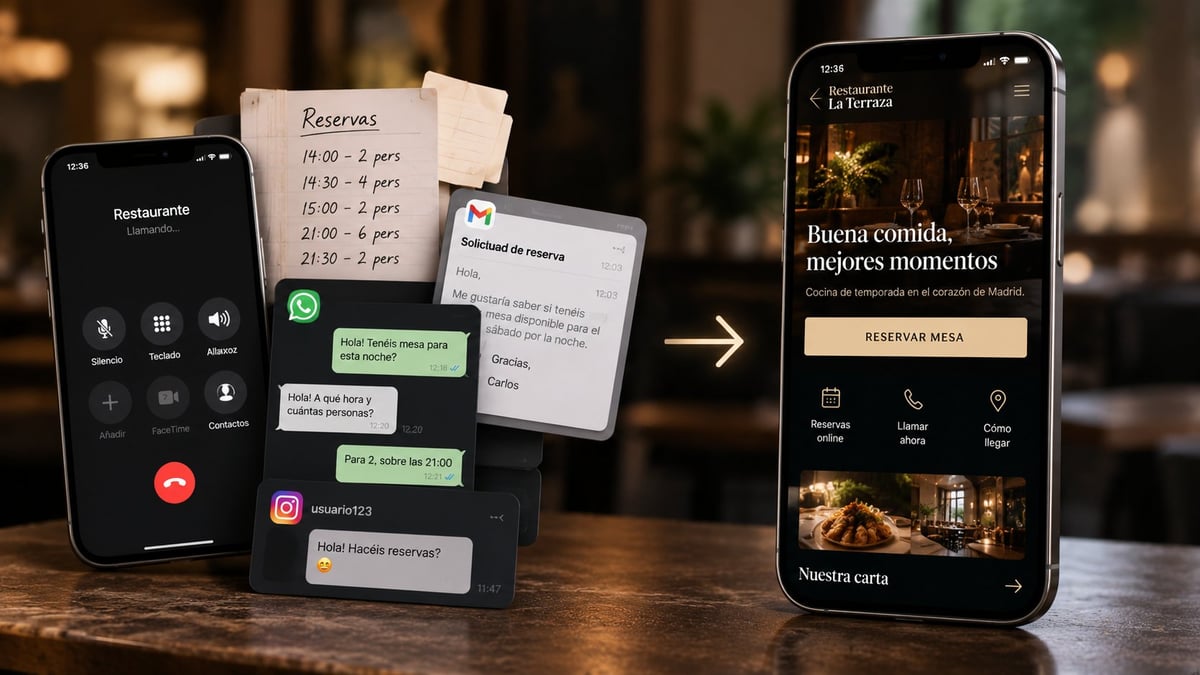 Book, location and contact buttons on a restaurant website