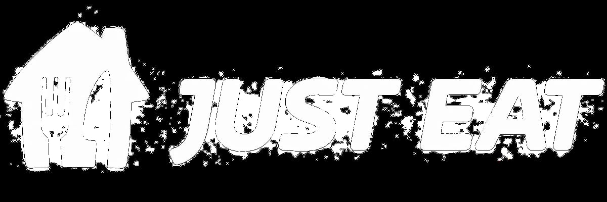 Just Eat logo with house icon and white text on black background