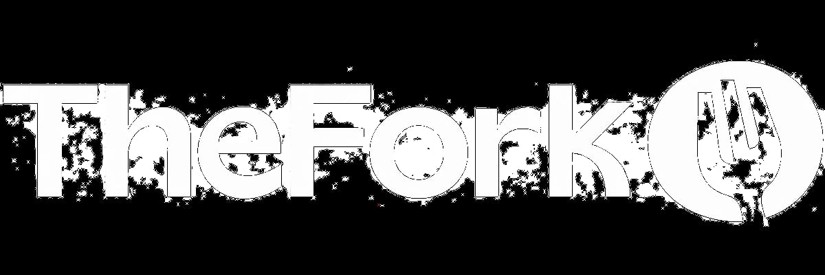 TheFork logo featuring white text with a fork icon symbol on black background