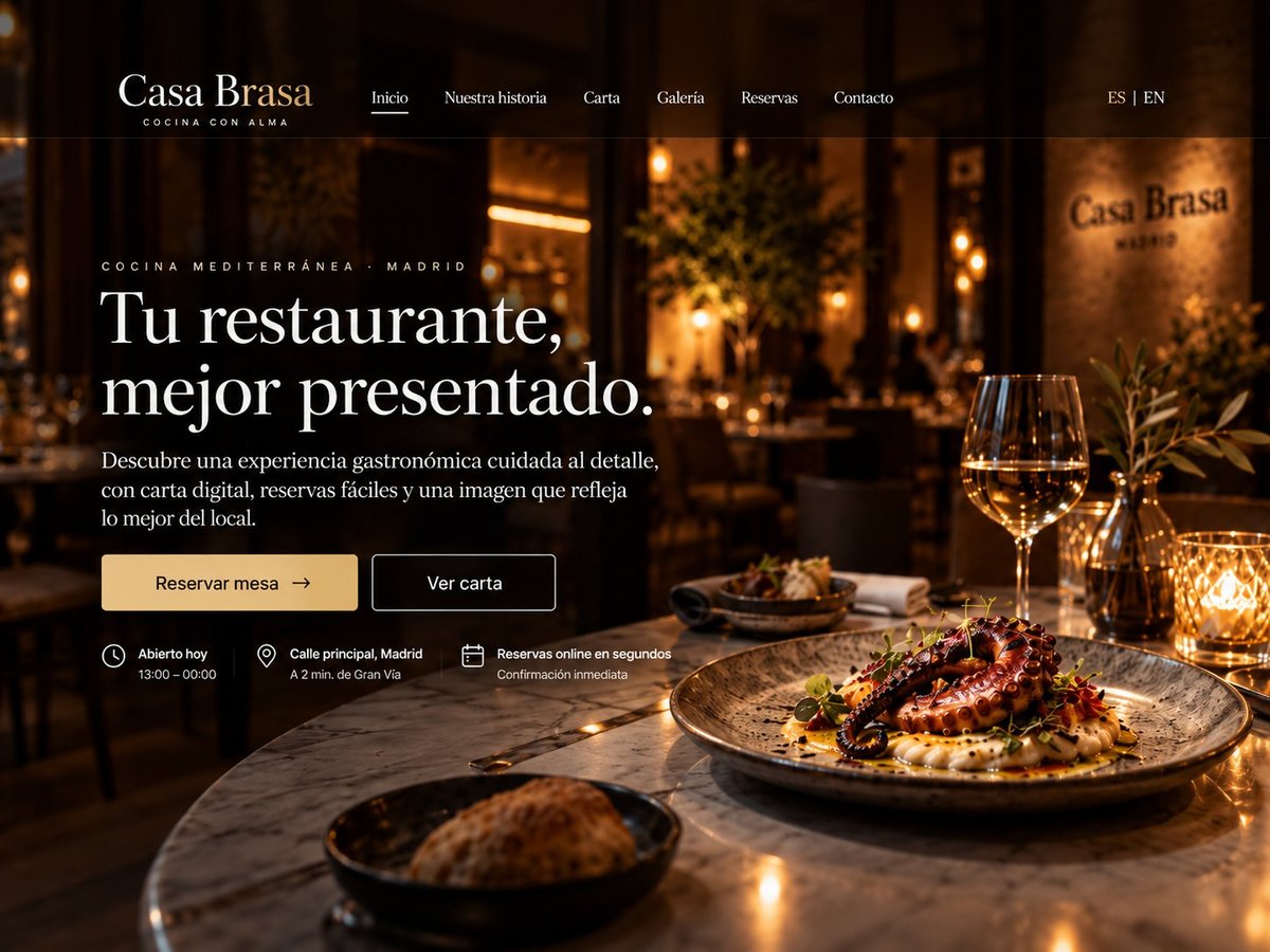 Restaurant website homepage on desktop and mobile